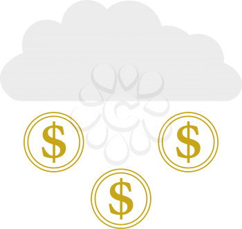 Coins Falling From Cloud Icon. Flat Color Design. Vector Illustration.