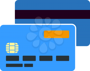 Front And Back Side Of Credit Card Icon. Flat Color Design. Vector Illustration.