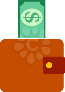 Dollar Get Out From Purse Icon. Flat Color Design. Vector Illustration.