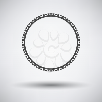 Bike Tyre Icon. Dark Gray on Gray Background With Round Shadow. Vector Illustration.