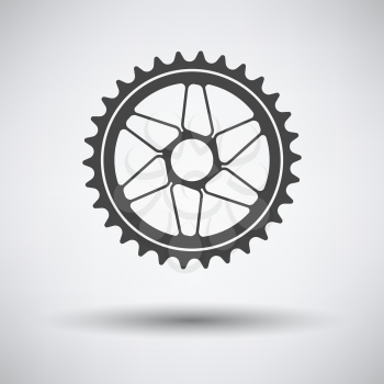 Bike Gear Star Icon. Dark Gray on Gray Background With Round Shadow. Vector Illustration.
