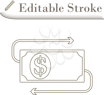 Cash Back Dollar Banknote Icon. Editable Stroke Simple Design. Vector Illustration.