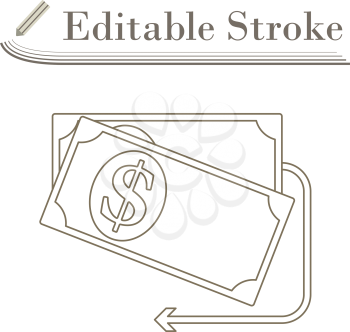 Cash Back Dollar Banknotes Icon. Editable Stroke Simple Design. Vector Illustration.
