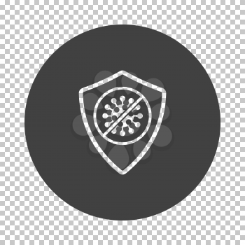 Shield From Coronavirus Icon. Subtract Stencil Design on Tranparency Grid. Vector Illustration.