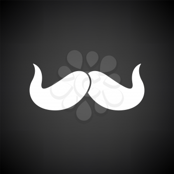 Poirot Mustache Icon. White on Black Background. Vector Illustration.