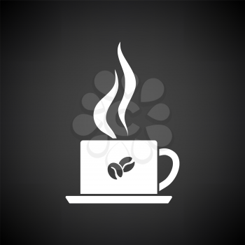 Smoking Cofee Cup Icon. White on Black Background. Vector Illustration.