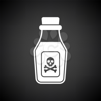 Poison Bottle Icon. White on Black Background. Vector Illustration.