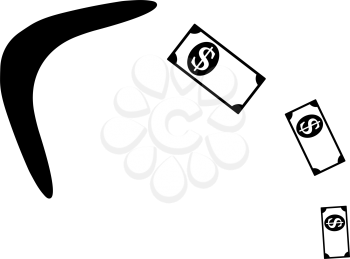Cashback Boomerang Icon. Black Stencil Design. Vector Illustration.