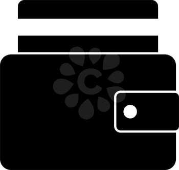Credit Card Get Out From Purse Icon. Black Stencil Design. Vector Illustration.