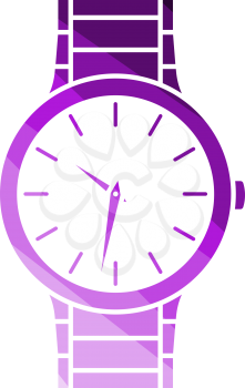 Business Woman Watch Icon. Flat Color Ladder Design. Vector Illustration.