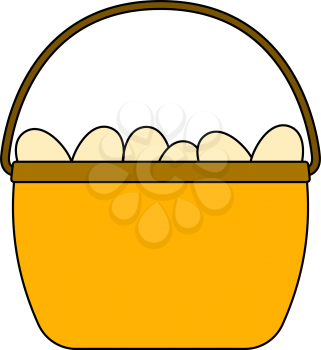 Easter Basket With Eggs Icon. Editable Outline With Color Fill Design. Vector Illustration.