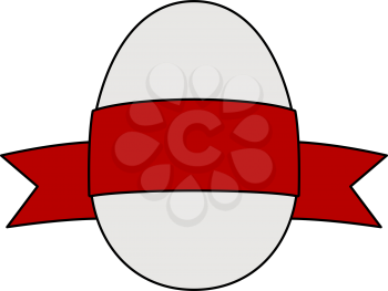 Easter Egg With Ribbon Icon. Editable Outline With Color Fill Design. Vector Illustration.