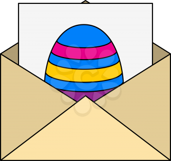 Envelop With Easter Egg Icon. Editable Outline With Color Fill Design. Vector Illustration.