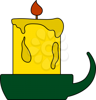 Candle In Candlestick Icon. Editable Outline With Color Fill Design. Vector Illustration.
