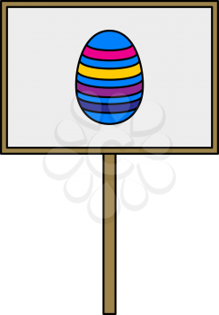 Easter Pointer With Egg Icon. Editable Outline With Color Fill Design. Vector Illustration.
