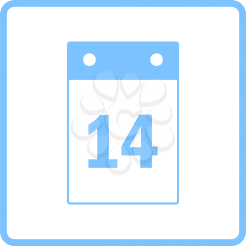 Valentine Day Calendar Icon. Blue Frame Design. Vector Illustration.