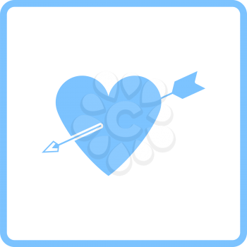 Pierced Heart By Arrow Icon. Blue Frame Design. Vector Illustration.