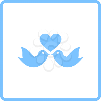 Dove With Heart Icon. Blue Frame Design. Vector Illustration.