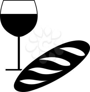 Easter Wine And Bread Icon. Black Glyph Design. Vector Illustration.