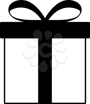 Gift Box Icon. Black Glyph Design. Vector Illustration.