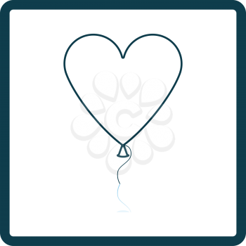 Heart Shape Balloon Icon. Square Shadow Reflection Design. Vector Illustration.