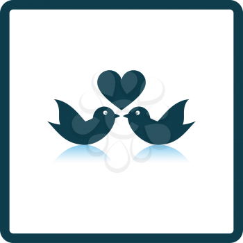Dove With Heart Icon. Square Shadow Reflection Design. Vector Illustration.