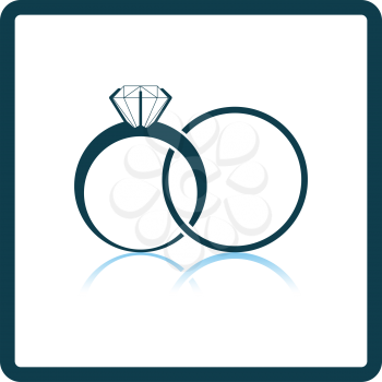 Wedding Rings Icon. Square Shadow Reflection Design. Vector Illustration.