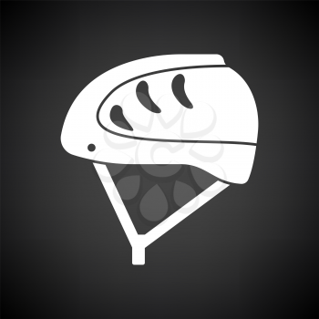 Climbing Helmet Icon. White on Black Background. Vector Illustration.