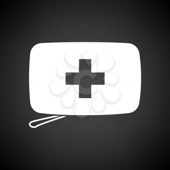 Alpinist First Aid Kit Icon. White on Black Background. Vector Illustration.
