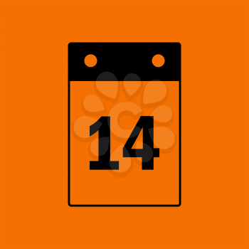 Valentine Day Calendar Icon. Black on Orange Background. Vector Illustration.