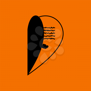 Valentine Day Card Icon. Black on Orange Background. Vector Illustration.
