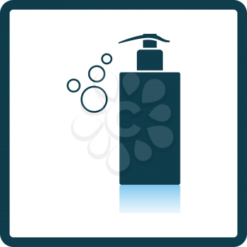 Dispenser Of Liquid Soap Icon. Square Shadow Reflection Design. Vector Illustration.