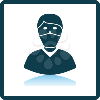 Medical Face Mask Icon. Square Shadow Reflection Design. Vector Illustration.