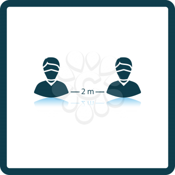 Social Distance Icon. Square Shadow Reflection Design. Vector Illustration.
