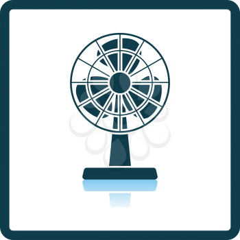 Electric Fan Icon. Square Shadow Reflection Design. Vector Illustration.
