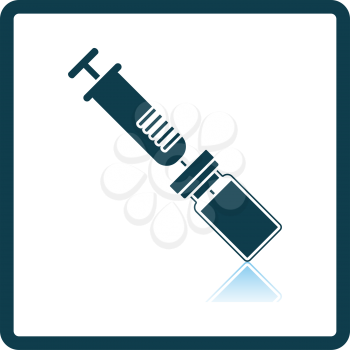Covid Vaccine Icon. Square Shadow Reflection Design. Vector Illustration.