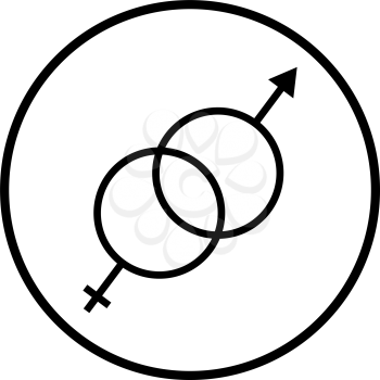 Man Female Symbol Icon. Thin Circle Stencil Design. Vector Illustration.