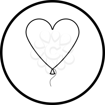 Heart Shape Balloon Icon. Thin Circle Stencil Design. Vector Illustration.