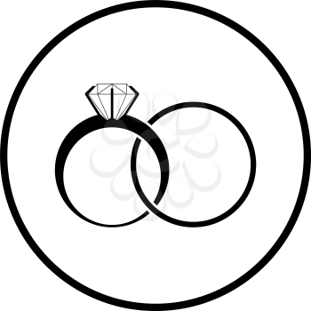 Wedding Rings Icon. Thin Circle Stencil Design. Vector Illustration.