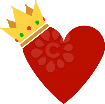 Valentine Heart Crown Icon. Flat Color Design. Vector Illustration.