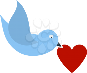 Dove With Heart Icon. Flat Color Design. Vector Illustration.