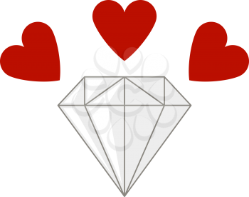 Diamond With Hearts Icon. Flat Color Design. Vector Illustration.