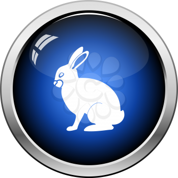 Easter Rabbit Icon. Glossy Button Design. Vector Illustration.