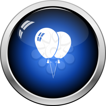 Two Balloons Icon. Glossy Button Design. Vector Illustration.
