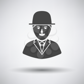 Detective Icon. Dark Gray on Gray Background With Round Shadow. Vector Illustration.
