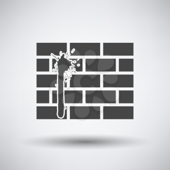 Blood On Brick Wall Icon. Dark Gray on Gray Background With Round Shadow. Vector Illustration.