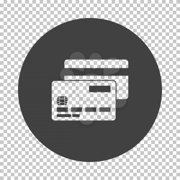 Front And Back Side Of Credit Card Icon. Subtract Stencil Design on Tranparency Grid. Vector Illustration.