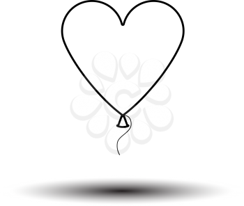 Heart Shape Balloon Icon. Black on White Background With Shadow. Vector Illustration.