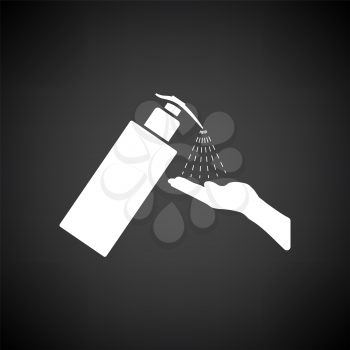 Dispenser Of Liquid Soap Icon. White on Black Background. Vector Illustration.