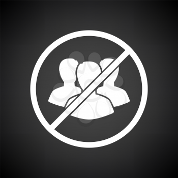 No Meeting Icon. White on Black Background. Vector Illustration.